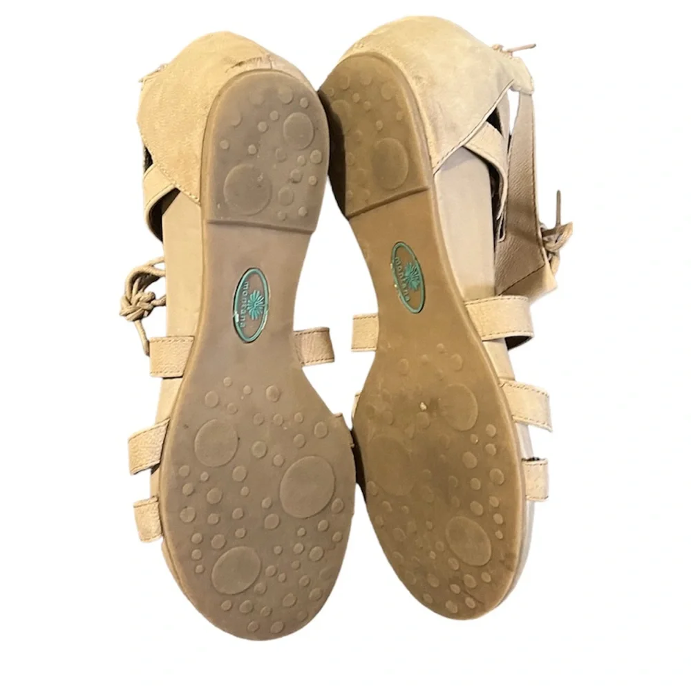 Taupe Suede Lace Up Leather Sandals - Picture 12 of 12